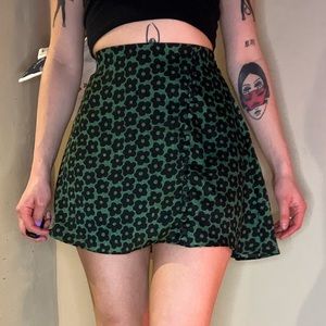 Urban Outfitters High Waisted Green Flower Skirt